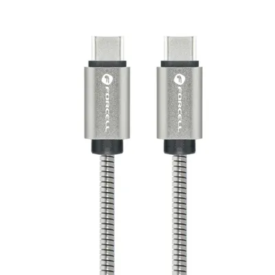 Obrázok produktu pre Kábel FORCELL typ C na typ C QC4.0 5A/20V PD 100W E-Mark metal C239 1m strieborný