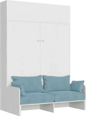 Image de ITAMOBY - Armoire lit queen size escamotable vertical 160 Kentaro Sofa avec èlèment haut Frêne Blanc-A33