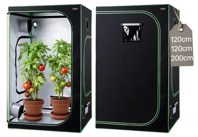 Obrázok produktu pre VEVOR pestovateľský stan, 120x120x200 cm, pestovateľský box 600D vysoko reflexný Mylar, stan pre izbové rastliny s pozorovacím okienkom, podlahovou mriežkou a zipsom, robustné pestovateľské stany pre ovocie, kvety a zeleninu