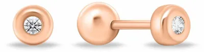 Immagine prodotto di Orecchini minimalisti placcati oro con zirconi trasparenti EA926R - Diametro: 0,4 cm