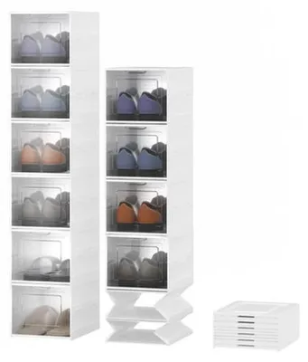Image de Boîtes de rangement à chaussures modulaires et empilables Azomor, avec portes transparentes et conception respirante