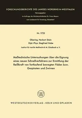 Immagine prodotto di Meßtechnische Untersuchungen über die Eignung eines neuen Schnellverfahrens zur Ermittlung der Reißkraft von fortlaufend bewegten Fäden bzw. Gespinsten und Zwirnen