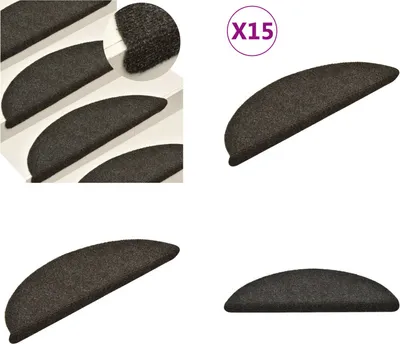 Obrázek produktu pro vidaXL Samolepicí rohože na schody 15 ks. Antracit 56x17x3 cm - Podložka na schody - Podložky na schody - Podložka na schody - Podložky na schody