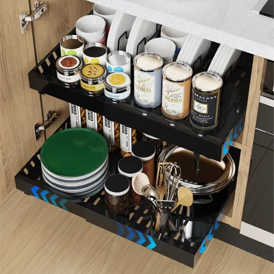 Produktbild von 2 Stück Ausziehbare Küchenorganizer für Küchenschränke