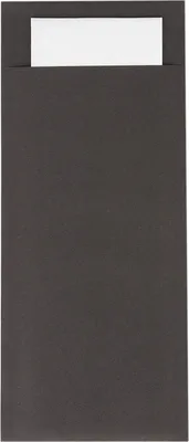 Produktbild von Papierbestecktaschen in Schwarz mit Tissue-Serviette in Weiß, 20 cm x 8,5 cm - 500 Stück