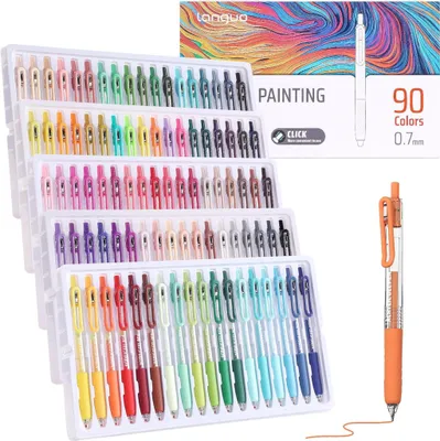 Produktbild von Languo Acrylmarker Set, 90 Farben, 0,7mm Spitze, Gelstifte für Stein, Holz, Glas, Keramik, Papier & Stoff, mit Clip, ideal für DIY, Malen & Basteln