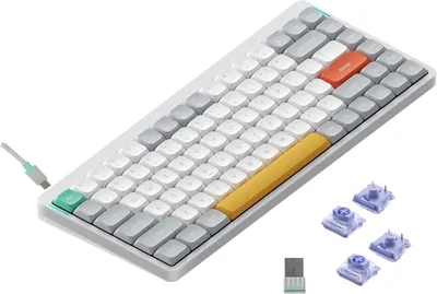 Zdjęcie produktu dla Bezprzewodowa klawiatura mechaniczna Nuphy Air75 V2, QWERTY US, Bluetooth 5.1 / 2.4 GHz, przełącznik Ionic White Wisteria