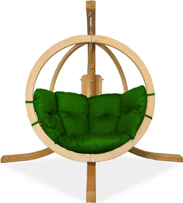 Produktbild von KONSIMO Hölzerner Hängesessel mit Gestell "HIGLO", grün, Hölz, Modern Design, 230x183x130 cm