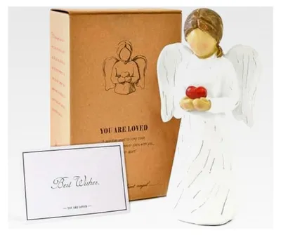 Produktbild von Engelsfigur mit Herz, Wertschätzungsgeschenke für Frauen, Deko für Weihnachten und Thanksgiving, Harz Engel Statue