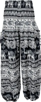 Produktbild von Kinder Pluderhose, Pumphose mit Elefanten, Aladinhose - Schwarz, Kinder/Baby, Viskose, Größe: L (122/128)