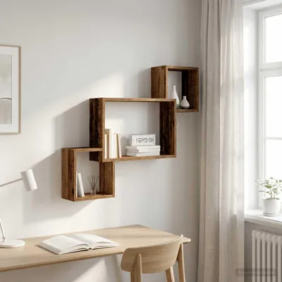 Imagen del producto de Maison Exclusive - Estante de pared, soporte de madera envejecida, 91,5 x 15 x 76 cm, material de madera