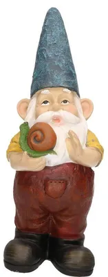 Produktbild von Decoris Gartenzwerg Simon - mit Schnecke - Polyresin - 29 cm