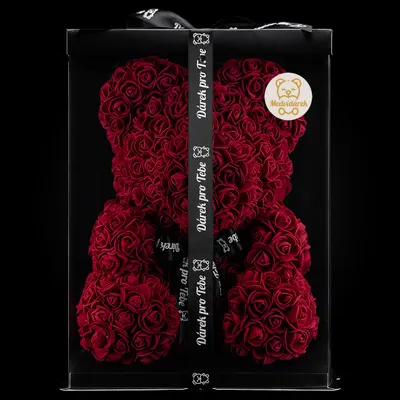 Immagine prodotto di Orsetto BIG Classic, orsetto di peluche con rosa, 40 cm, confezione regalo - colore rosso scuro