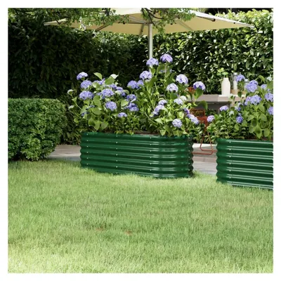 Produktbild von Hochbeet aus pulverbeschichtetem Stahl, witterungsbeständig, Pflanzkasten für Garten, Balkon, Terrasse, Grün, 114x40x36 cm