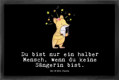 Produktbild von Mr. & Mrs. Panda fußmatte Sängerin Herz 50 x 75 cm - Schwarz - Geschenk, Schmutzfangmatte, Fußabstreifer, Gummimatte, Fußabtreter, Schmutzmatte