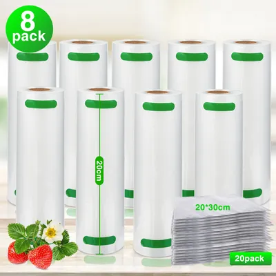 Produktbild von EINFEBEN 8x vákuové rolky vákuové vrecká 20 x 600 cm vákuová fólia vákuová fólia vákuová zváračka +20x vrecká