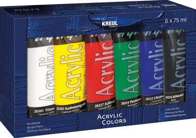 Produktbild von KREUL el Greco, 75 ml, Schwarz, Blau, Grün, Rot, Weiß, Gelb, Glanz, Tube, Wasserfest