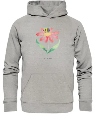 Produktbild von Mr. & Mrs. Panda Bio Hoodie Hummel Blume Größe XL - Heather Grey - Geschenk, Lustige Sprüche, Kapuzenpullover, Sweatshirt, Statement-Hoodie, Natur, Pullover, Wespe, Pulli