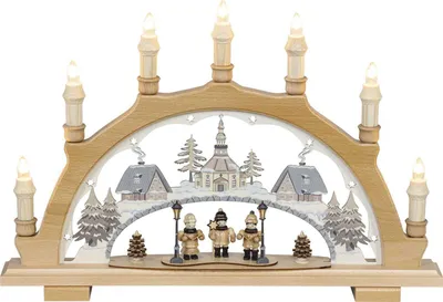 Obrázek produktu pro Svíčkový oblouk koledníci LED osvětlení přírodní ŠxVxH 49x34x6cm NOVINKA