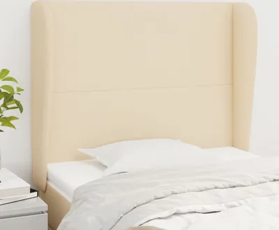 Produktbild von [Home] Kopfteil mit Ohren Creme 103x23x118/128 cm Stoff , Neue Mode 2024 im häuslichen Leben