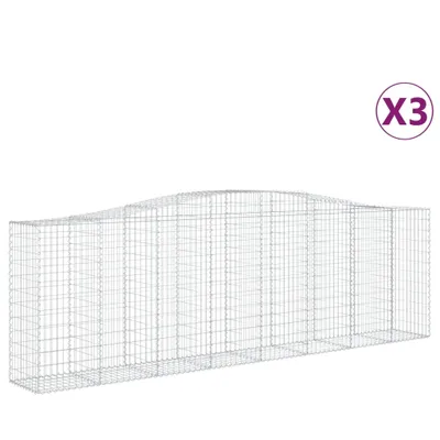 Imagen del producto de vidaXL: 3 gabiones con forma de arco, 400x50x120/140 cm, hierro galvanizado