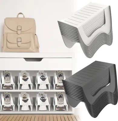 Produktbild von YARDIN 10 Stück Schuhschlitze Organizer aus stabilem PP, rutschfeste Schuhhalter, platzsparend Schuhregal für Zuhause, Eingangsbereich, Kleiderschrank, Weiß