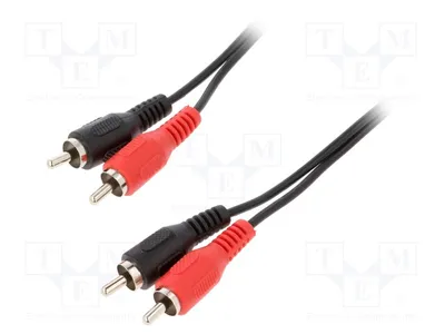 Zdjęcie produktu dla 1 x Kabel RCA (2 wtyczki), dwustronny, długość 2,5 metra, czarny, model BQC-2RP2RP-0250, kabel audio i wideo