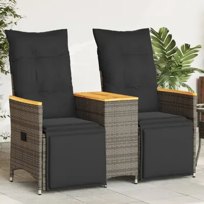 Produktbild von Maison Exclusive - Gartensofa 2-Sitzer Verstellbar mit Tisch Grau Poly Rattan