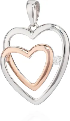 Produktbild von Kettenanhänger Herz 925 Silber anlaufgeschützt 21x19mm Bicolor Zirkonia weiß