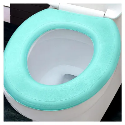 Produktbild von 2 Stück O-förmige Eva Toilettensitzauflagen in Grün und Blau, rutschfest und weich für das Badezimmer