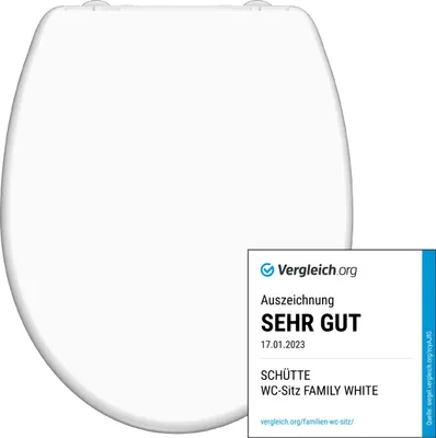 Produktbild von SCHÜTTE FAMILY WHITE WC Sitz mit Kindersitz, Duroplast Toilettendeckel mit Absenkautomatik und Schnellverschluss