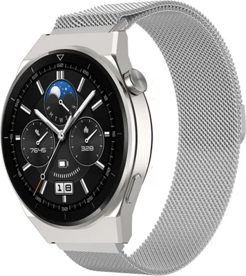 Produktbild von Strap-it Milanese - Kompatibel mit Huawei Watch GT 3Armband 46mmHochwertiger Edelstahlhuawei watch elegant Armband mit Magnetverschluss für 22mmArmband Silber