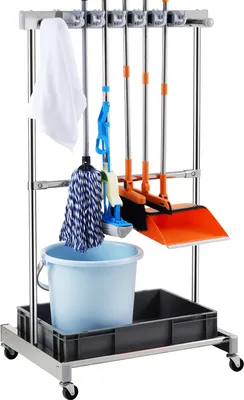 Produktbild von VEVOR Gartengeräte Ständer 1243x508x660mm Gerätehalter Organizer Edelstahl PP Mehrzweck Gartengeräteaufbewahrungsregal 10 Werkzeugfächer 24 Haken Gartenwerkzeug Halter Besenhalter