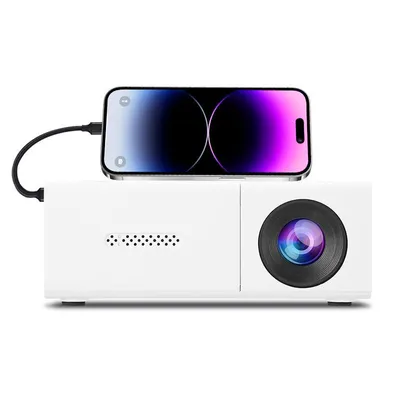 Produktbild von ZELURXX Mini Beamer tragbar 1080P, kabellos, USB, LED Projektor, Bildschirmübertragung, kompakt, Weiß