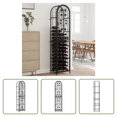 Produktbild von The Living Store Weinregal für 73 Flaschen Schwarz 45x36x200 cm Schmiedeeisen