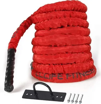 Zdjęcie produktu dla Battle Ropes (9 m, 12 m, 15 m, Ø 38 mm) - lina fitness i sportowa wykonana z liny do budowania mięśni na siłowni