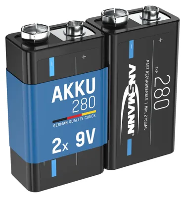 Two 9V batteries are shown side-by-side against a white background.