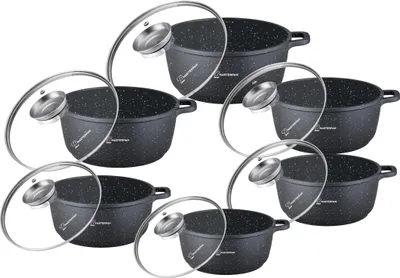 Obrázek produktu pro Masterpan 12dílná sada nádobí, nepřilnavý povrch, indukce, poklice 16/20/20/22/24/28cm MP2152