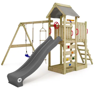 Image de Tour de jeux Wickey MultiFlyer avec balançoire et toboggan, couleur anthracite