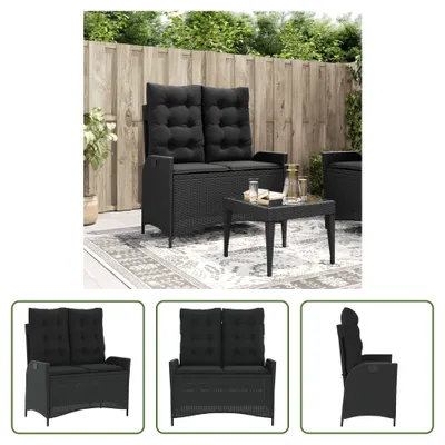 Produktbild von The Living Store Gartenbank Verstellbar mit Kissen Schwarz Poly Rattan