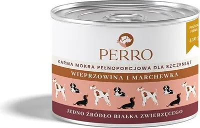 Image de PERRO Nourriture humide pour chiots Porc et carottes 12x410 g