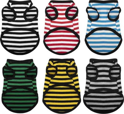 Produktbild von 6 Stück ärmellose Hundehemden aus Baumwolle, atmungsaktiv, für Haustiere, Tanktop, bunt, für Welpen