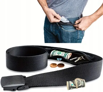Image de CEINTURE de voyage CACHETTE avec POCHE SECRÈTE DOCUMENTS ARGENT Touristique
