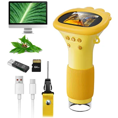 Produktbild von Tekoo Digitales Kindermikroskop 1000x Zoom 2" IPS Display inkl. 64GB Karte Foto- & Videofunktion