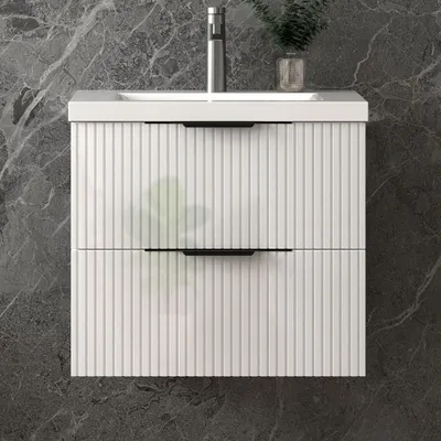 Produktbild von Unterschrank mit Waschbecken Waschbeckenunterschrank Badmöbel Waschtisch Badezimmerschrank hochglanz UV, Sanfter Schluss, 60x37x52cm