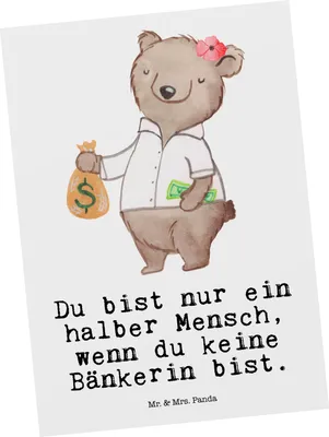 Produktbild von Mr. & Mrs. Panda Postkarte Bänkerin Herz - Weiß - Geschenk, Witzig, bildkarte, Ausbildung, Beruf, Lustig, Spruch, Ansichtskarten, Grußkarte, Bankangestellte, Postkarten