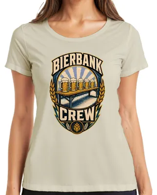 Obrázek produktu pro Tričko s motivem "Bierbank Crew Stammtisch Trinken Party Lederhose" pro dámy, barva: přírodní, velikost: M