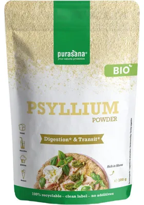 Obrázek produktu pro Purasana Psyllium Powder 100g – přírodní vláknina, bezlepková, veganská
