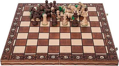 Produktbild von Holzschachbrett mit Holzfiguren, tragbares Holzschachbrett Handgefertigtes Holzschachspiel für Familienfeiertagsaktivitäten