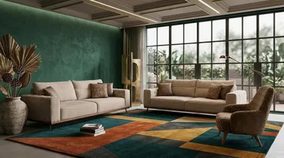 Immagine prodotto di Set da salotto beige: divani a 3+3 posti, divano letto, poltrone, mobili di design